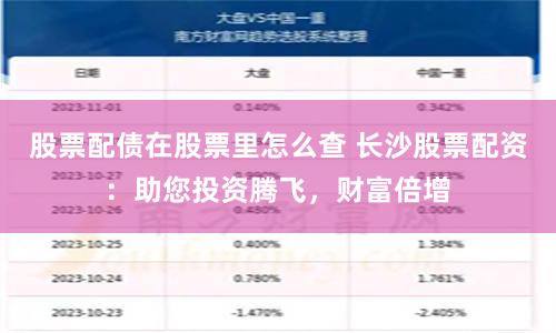 股票配债在股票里怎么查 长沙股票配资：助您投资腾飞，财富倍增
